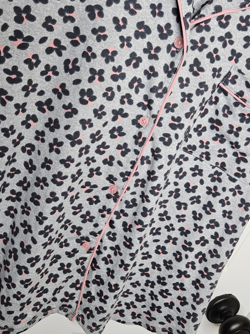 kate spade Gray Floral Print Shorts Pajama Set Pink Accents Summer Pajamas XL - Picture 6 of 16